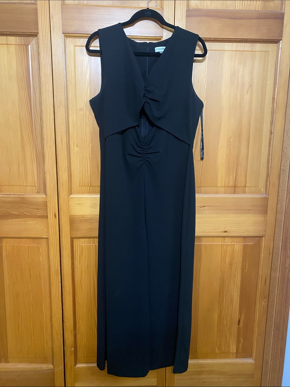 Calvin Klein Black Sleeveless Twist-Front Cutout Jumpsuit